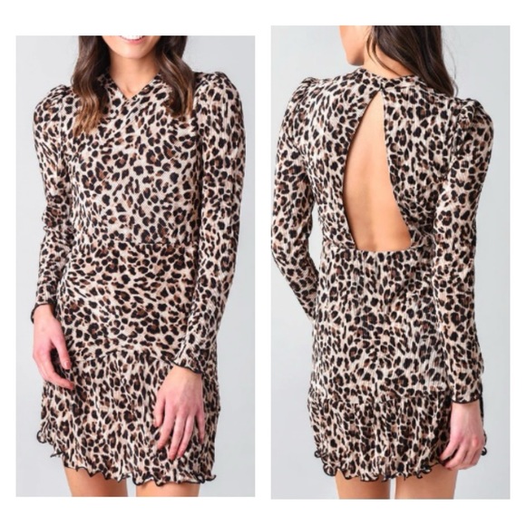 Saylor NYC Cheetah Print Emerson Dress Cutout Back Long Sleeve New - Picture 1 of 13